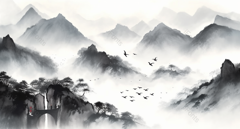 中国风山水画水墨风背景图,插画/手绘图,插画/手绘图库,插画/手绘图下载,插画/手绘